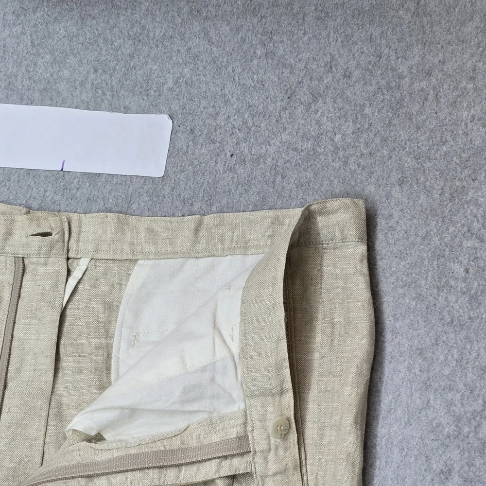 VINTAGE Natural Issue By Feldini Men Pants 36X29 Beige Linen Modernized 28